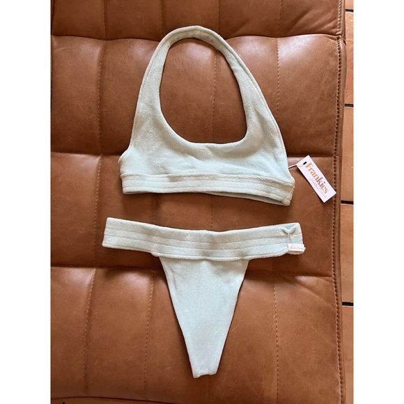 NWT Frankies Bikinis Terry Phoebe Bikini SET Large Celeste Blue - Picture 6 of 7